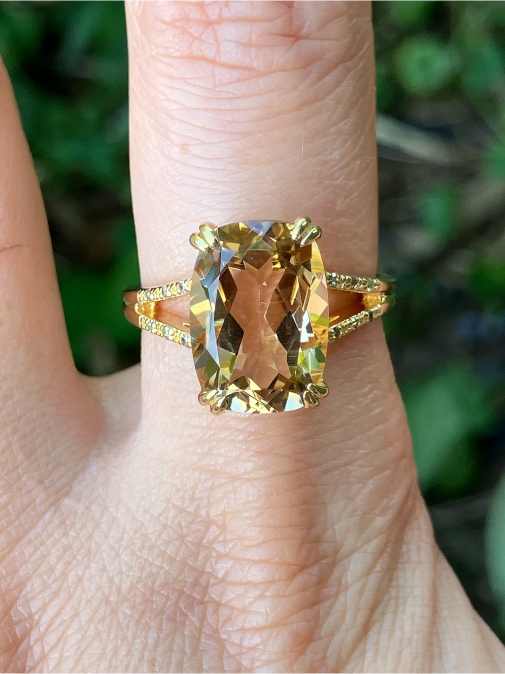 Champagne Quartz Champagne Diamond Ring Size 875